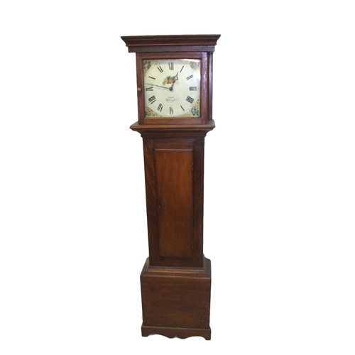 151 - C18th Mahogany Longcase Clock, dial marked Noakes Burwash, 30 hour movement, striking on bell, paint... 