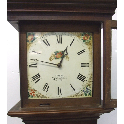 151 - C18th Mahogany Longcase Clock, dial marked Noakes Burwash, 30 hour movement, striking on bell, paint... 