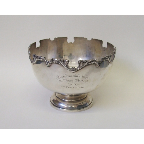 317 - Early C20th Silver Monteith Shaped Rose Bowl with engraving 'Cambridgeshire Hunt Puppy Show 1909' on... 