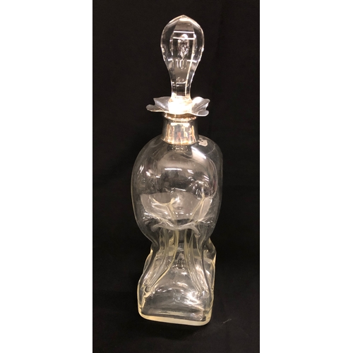 266 - Pinched Glass Decanter with silver collar hallmarked London 1899, etched to base Haig