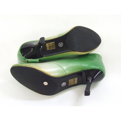 761 - Pair Natural Moda Green Pearlescent Ankle Boots, as new, size 39