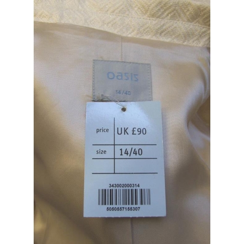 768 - As New Oasis Cream Evening Coat size 14 with original tag showing RRP of £90