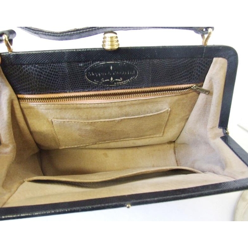 783 - Vintage Mappin & Webb Ltd. Black Lizard Skin Handbag