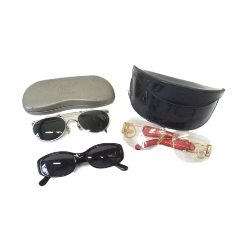 793 - Pair Ray-Ban Titanium Sunglasses (damage to frame) in case, Pair Salvatore Ferragamo Glasses in case... 