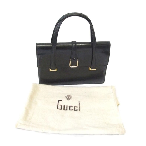 788 - Ladies Vintage Gucci Black Leather Handbag with dust cover