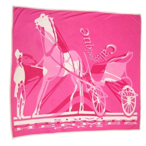 470 - Hermes Caleche Elastique Pink Scarf designed by Bali Barret, issued 2004, approx. 90cm x 90cm, in bo... 