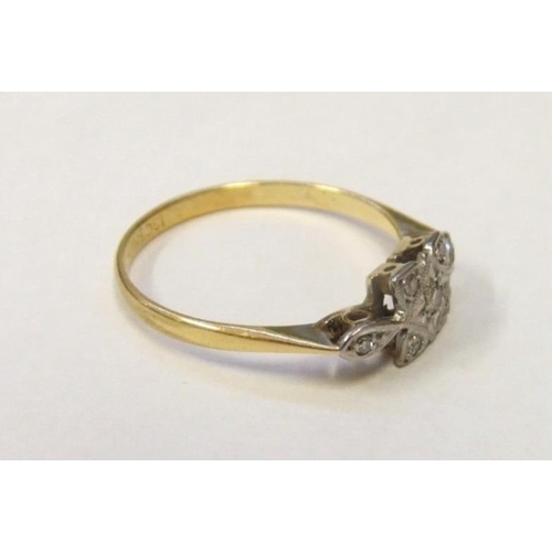 202 - 18ct. Antique Gold & Platinum 7 Diamond Ring in illusion setting, size N 1/2