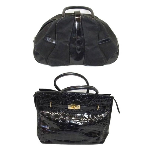 420 - Christian Dior Saddle Bowler Bag with black patent detail No. MA-1010 & Clio of Bond Street Mock Cro... 