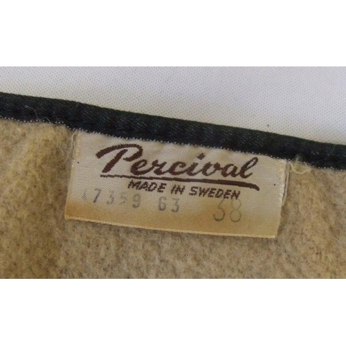 422 - Pair Dogtooth Check Spats with wool lining, labelled Percival Sweden