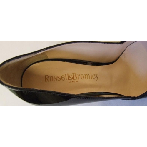 425 - Pair Ladies Russell & Bromley As New Unworn Black Patent Shoes, size 38 1/2