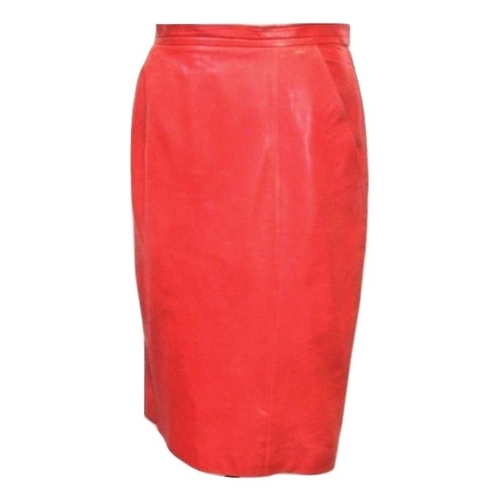 466 - Ladies Malene Birger Red Leather Skirt, size M