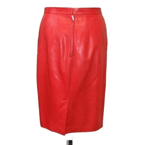 466 - Ladies Malene Birger Red Leather Skirt, size M