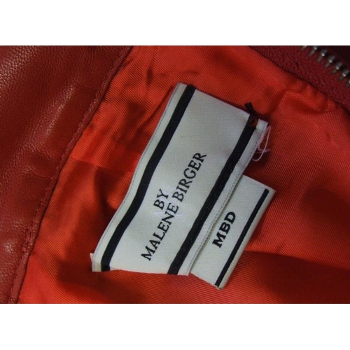 466 - Ladies Malene Birger Red Leather Skirt, size M