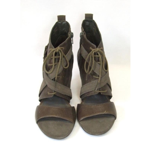 442 - Pair Ladies Next As New Khaki Sandals with labels showing original price of £85, size 8