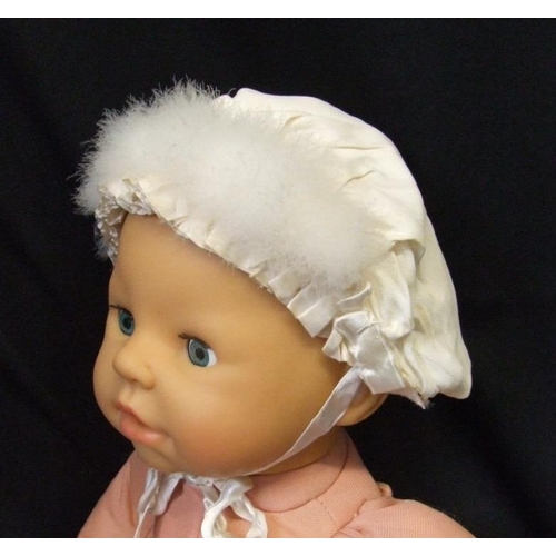 445 - Vintage Babies Silk Bonnet with goose down trim, Babies White Cotton Bonnet with lace trim & Girls M... 