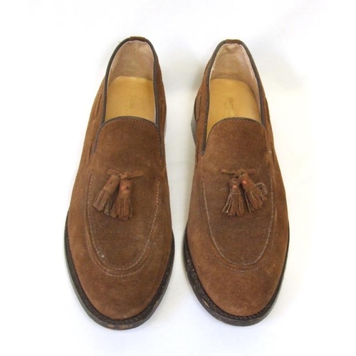 457 - Pair Mens Samuel Windsor Handmade Brown Suede Loafers size 11