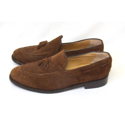 457 - Pair Mens Samuel Windsor Handmade Brown Suede Loafers size 11