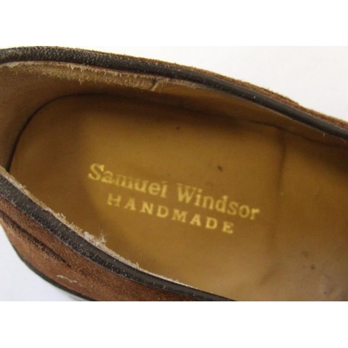 457 - Pair Mens Samuel Windsor Handmade Brown Suede Loafers size 11