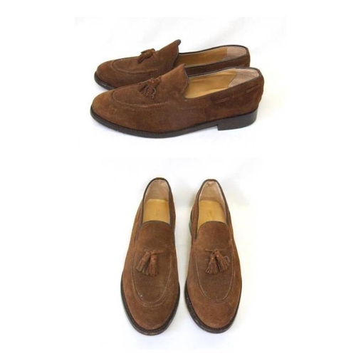 457 - Pair Mens Samuel Windsor Handmade Brown Suede Loafers size 11