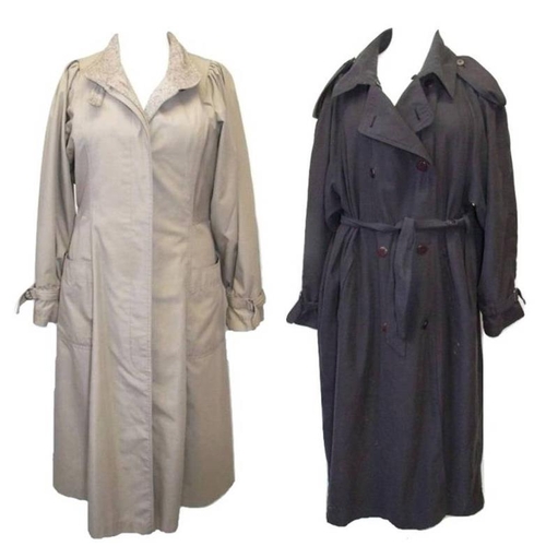 461 - Ladies Vintage Four Seasons London Taupe Mac with wool trim, labelled size 14 & Rosetti Black Trench... 