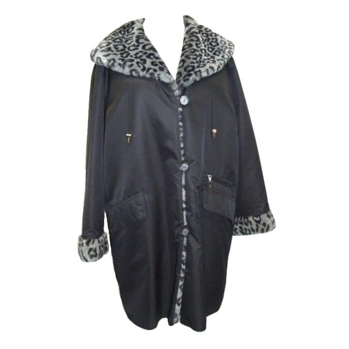 400 - Ladies Black Coat with faux fur lining size 10, Cofi Beige Suede Leather Coat with fleece lining siz... 