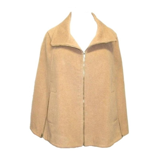 400 - Ladies Black Coat with faux fur lining size 10, Cofi Beige Suede Leather Coat with fleece lining siz... 