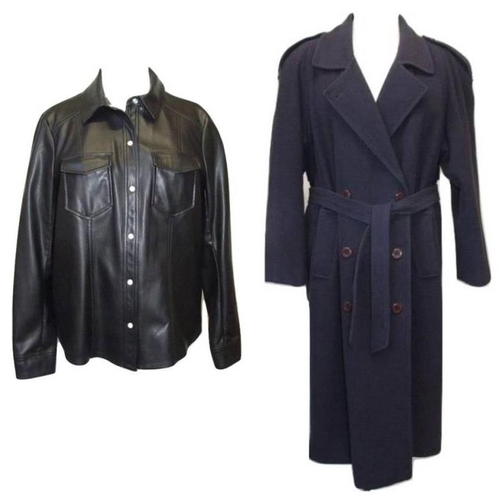 414 - Ladies M&S Limited Collection Black Leather Look Jacket/Top size 14 & Hammels Ladies Dark Blue Wool/... 