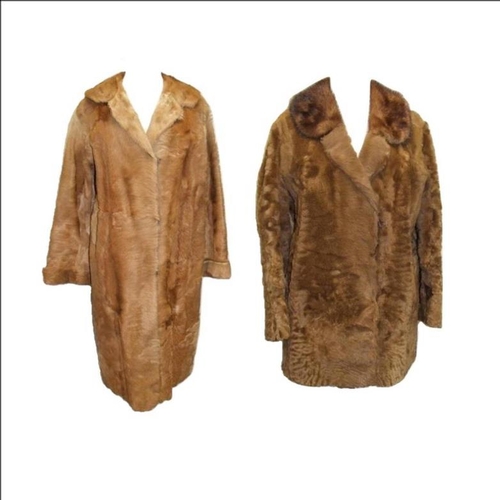 417 - Ladies Vintage Ponyskin Coat, approx. size 12/14 & Vintage Persian Lamb/Karakul Jacket with mink col... 