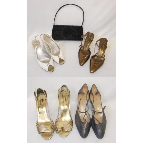 424 - 2 Pairs Vintage Kurt Geiger Shoes size 38, 2 Pairs Saxone Starlight Room Gold Sandals size 6 1/2, Br... 