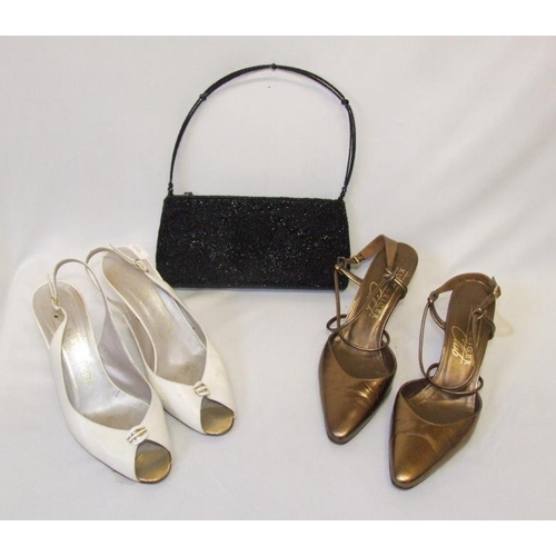 424 - 2 Pairs Vintage Kurt Geiger Shoes size 38, 2 Pairs Saxone Starlight Room Gold Sandals size 6 1/2, Br... 