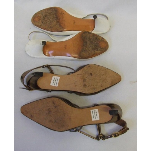 424 - 2 Pairs Vintage Kurt Geiger Shoes size 38, 2 Pairs Saxone Starlight Room Gold Sandals size 6 1/2, Br... 