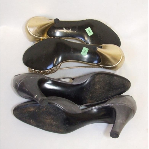 424 - 2 Pairs Vintage Kurt Geiger Shoes size 38, 2 Pairs Saxone Starlight Room Gold Sandals size 6 1/2, Br... 