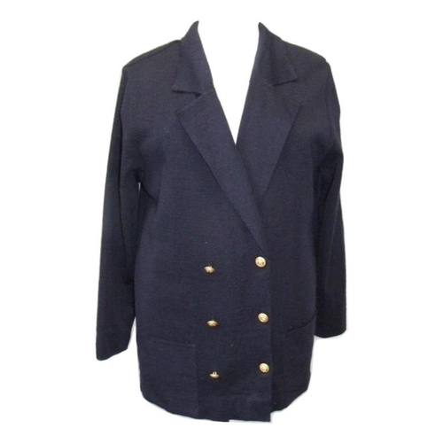 432 - Ladies Paula Blue Mohair Knit Cardigan with multi-coloured buttons, Busnel Marine Dark Blue Cardigan... 