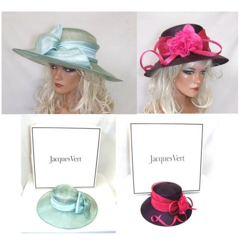 443 - 2 Ladies Jacques Vert Occasion Hats: Jacques Vert Dark Blue & Pink & Pale Turquoise, both with boxes... 