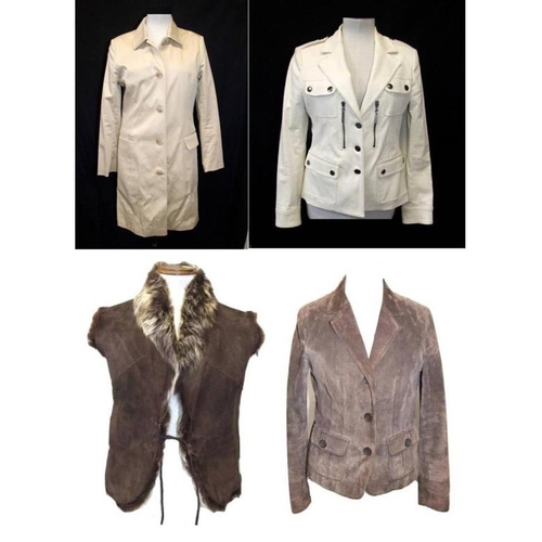 447 - Ladies Monsoon Brown Suede Jacket size 10, Ladies Onara Jeans White Jacket, approx. size 10/12, Next... 