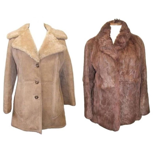 449 - Ladies Vintage French Coney Fur Jacket labelled size 16 & Ladies Vintage Sheepskin Leather Jacket, l... 