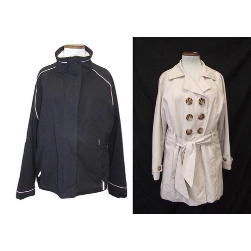 479 - Ladies Per Una Black Zip-Up Jacket size L & Lightweight Beige Mac approx. size 12/14 (2)