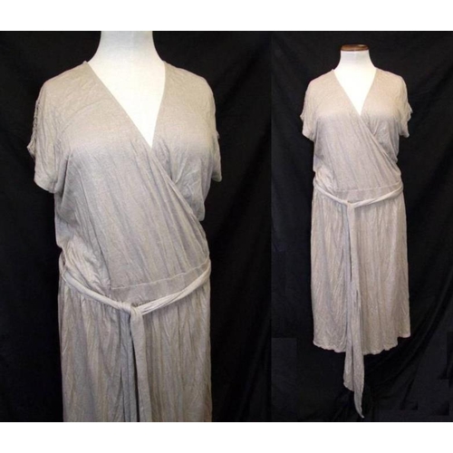 481 - Monsoon As New Taupe Stretch Wrap-Over Style Dress size 18 with original tags