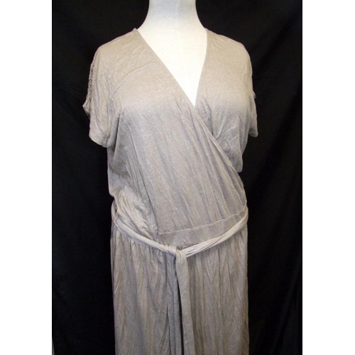 481 - Monsoon As New Taupe Stretch Wrap-Over Style Dress size 18 with original tags