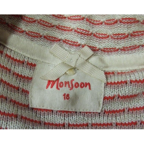 493 - Moonsoon Red T Shirt with satin trim & Monsoon Knitted Jacket, both size 16 (2)