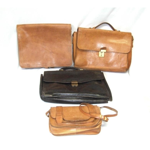 497 - 4 Vintage Leather Satchel Style Bags (4)