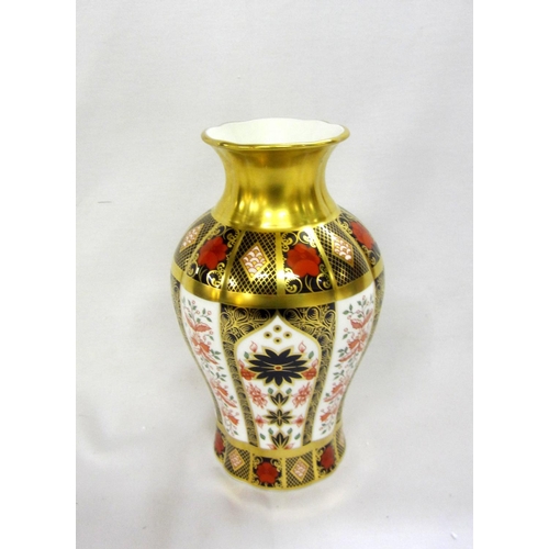 308 - Royal Crown Derby Old English Imari Pattern Fluted Baluster Shaped Vase, No. 1128, approx. 8 1/2