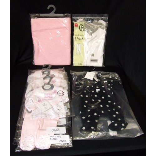 539 - 3 Babies Tiny Me Pink Pyjama Sets 3-5lbs, 1 Tiny Me Pink Pyjama Set 5-8lbs, New Baby dark blue sleep... 