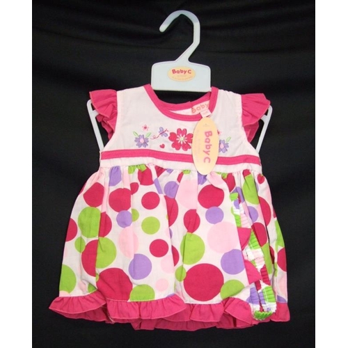 542 - Girls As New Clothing Age 3 - 6 Months: pink sleep suit, Disney Minnie Mouse T-Shirt, 5 dresses & 2 ... 