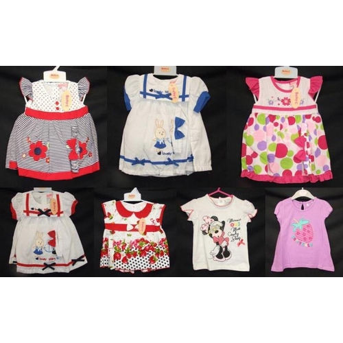 555 - As New Girls Clothing Age 6-9mths & 6-12mths: 5 Baby C dresses & Disney Minnie Mouse T shirt & Bambi... 