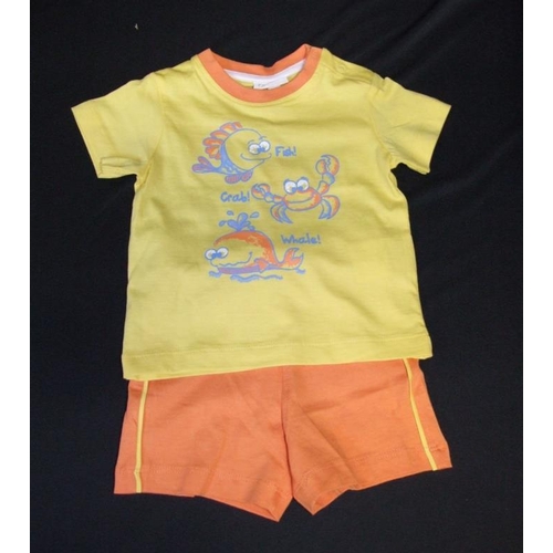 556 - As New Boys Clothing Age 0-3mths: Baby C beige dungaree set, Fagottino yellow T shirt & shorts set, ... 