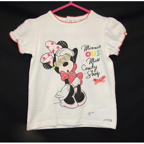 561 - As New Girls Clothing Age 9-12mths: Disney Minnie Mouse T-shirt, 2 pink sleep suits, 2 Bambini dress... 