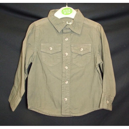 565 - As New Boys Clothing Age 9-12mths: Little Rebel khaki shirt, 2 My Little World blue sleep suits, Fag... 