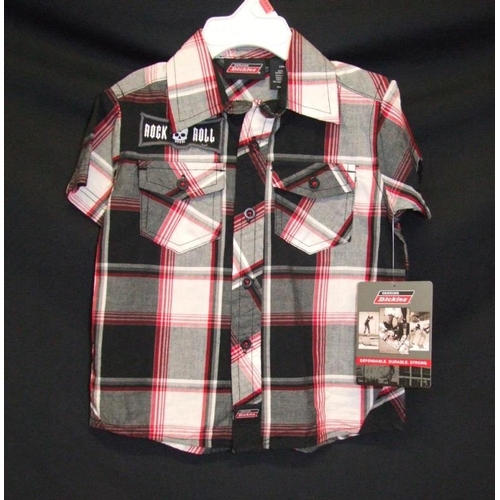 571 - As New Boys Clothing Age 12-18mths: Dickies black/red check shirt, Mickey Mouse T shirt, Fagottini y... 