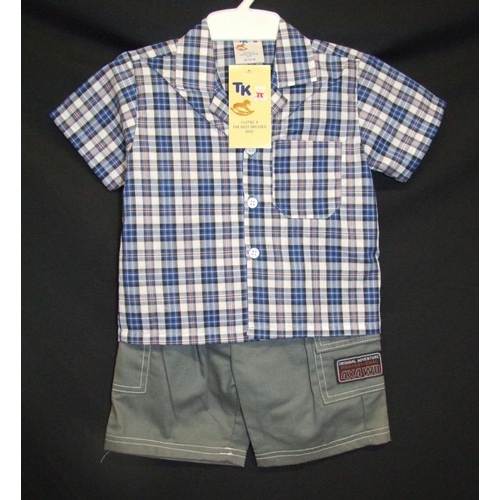 573 - As New Boys Clothing Age 18-24mths: 4 Nursery Time vest tops & shorts sets, 44 Blue shark T shirt & ... 